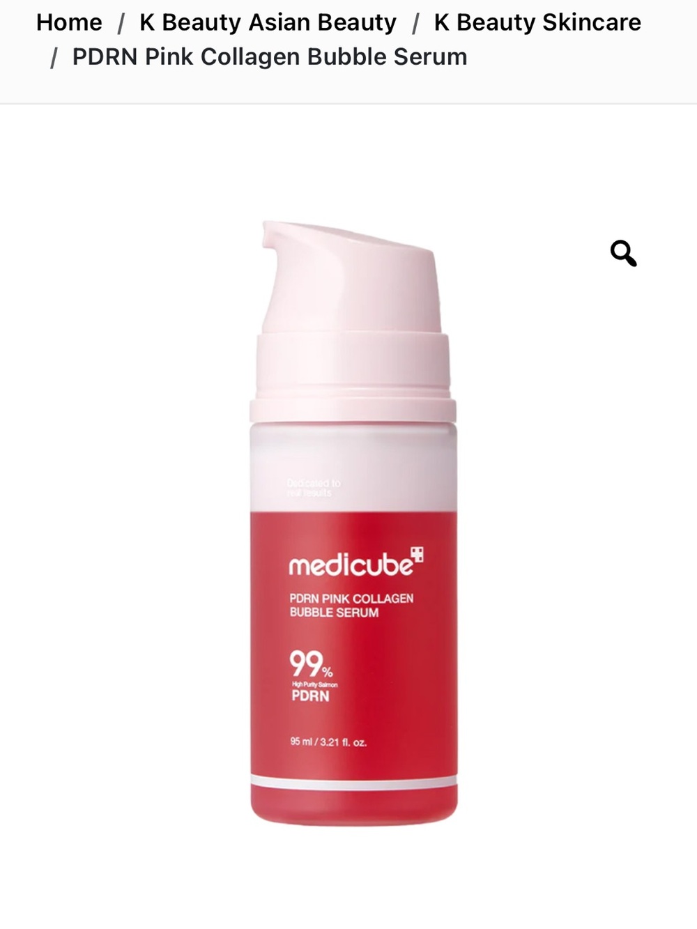 Medicube PDRN Pink Collagen Bubble Serum Moisturizer 3.21 oz